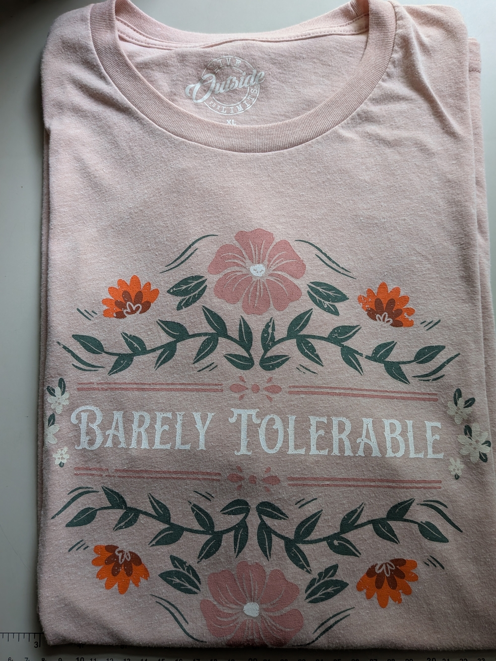 Pride And Prejudice Pink Barely Tolerable Pink Floral Women's Tee XL